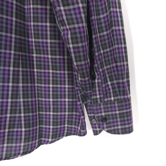 St. Croix ITALY🇮🇹MADE Men's Shirt Plaid Check Size LARGE Purple Black Cotton - Picture 8 of 9